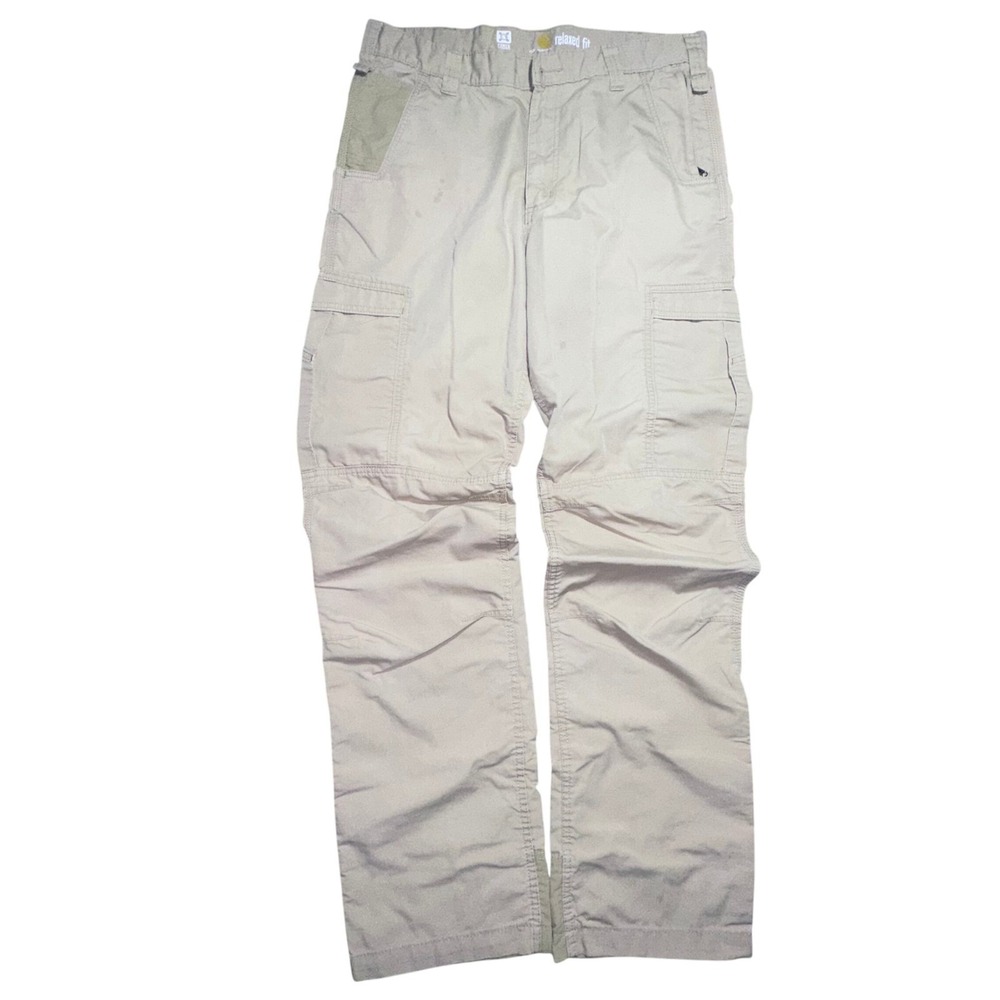 Carhartt Relaxed Fit Force Cargo Pants Khaki Mens Size‎ 34x32 Work Utility